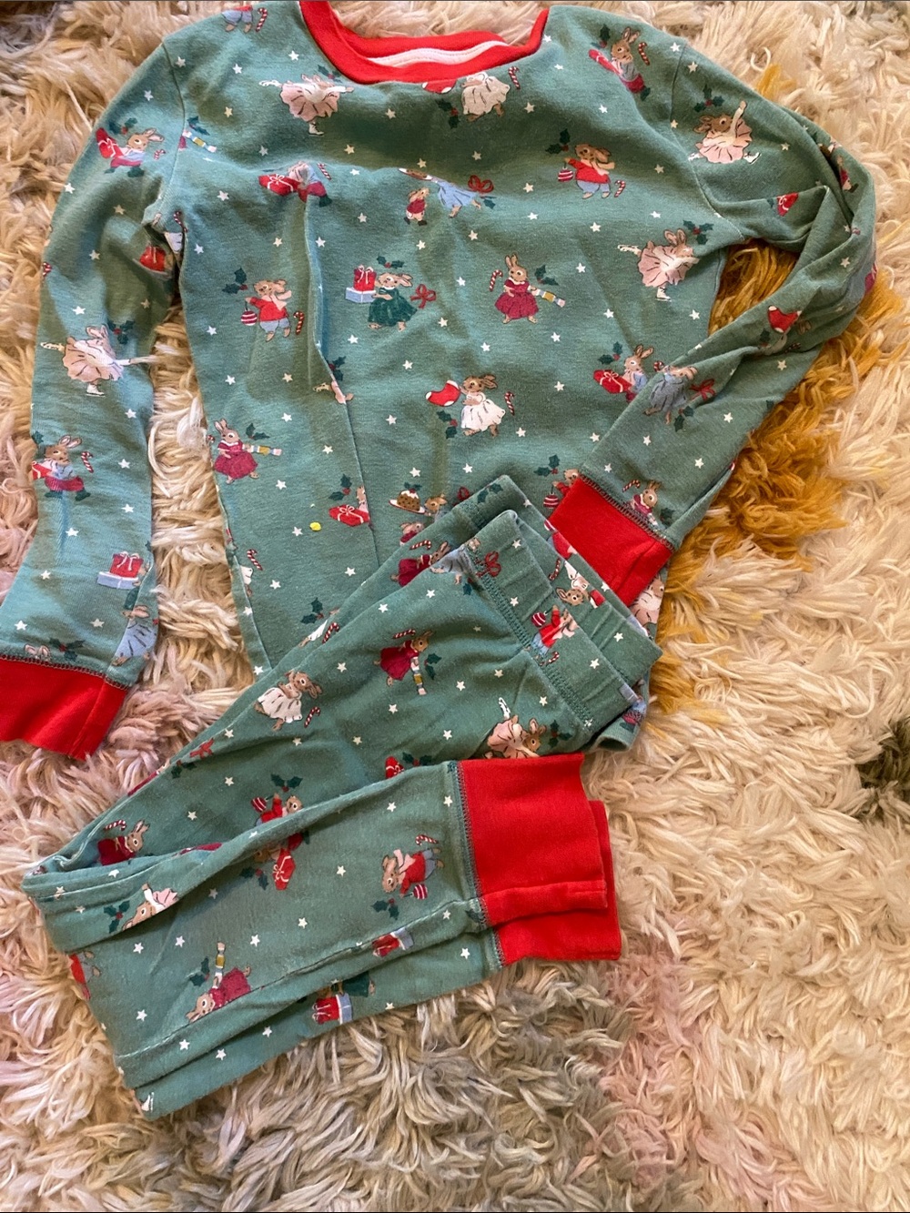 Mini Boden bunny Christmas holiday pajamas